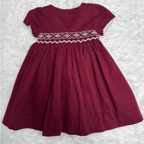 Edgehill Collection Burgundy Smocked Baby Dress hoilday formal – 9M Cotton - Picture 6 of 10